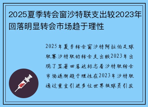 2025夏季转会窗沙特联支出较2023年回落明显转会市场趋于理性 2025夏季转会窗沙特联支出较2023年回落明显转会市场趋于理性